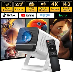 X1 Portable Projector for Bedroom with WiFi and Bi-directional Bluetooth 1080P 4K Support Smart Android 14 OS Auto Keystone Compatible with Netflix, YouTube, Prime Video, Home Theater Gift