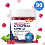 VEV Magnesium Gummies, DeepCalm 14-in-1 Magnesium Complex with Ashwagandha, L-Theanine, D3 & Zinc, 90 Count