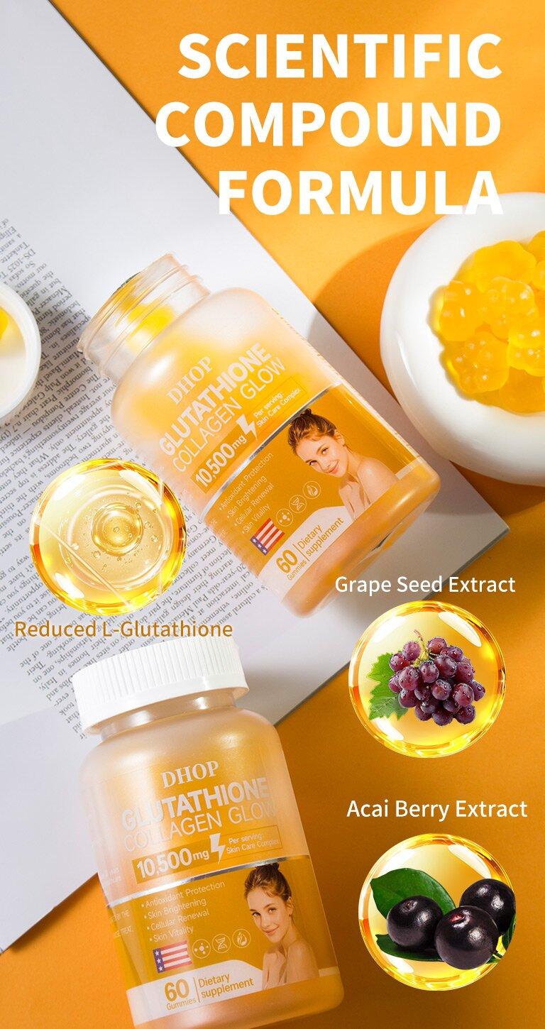 Tired of Dull Skin?  Try DHOP Glutathione Collagen Gummies | 10,500mg for Instant Skin Glow