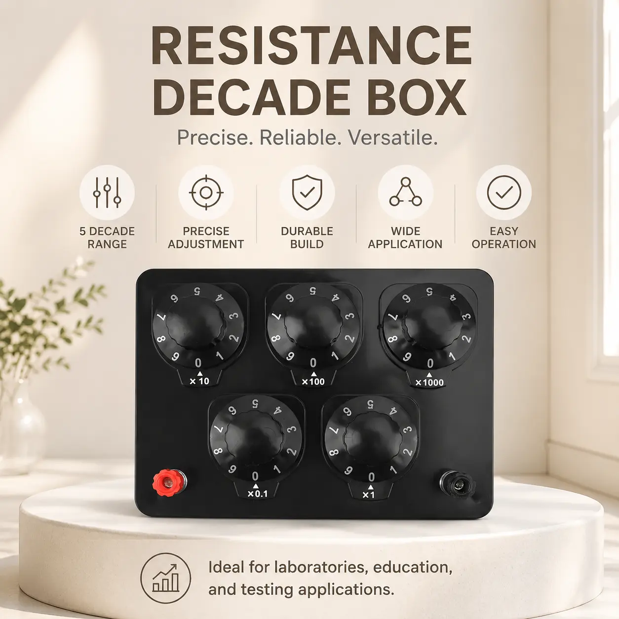 Precision Variable Decade Resistance Box 0-9999.9 Ohm, Adjustable Knob Resistor Case for Electronic DIY Circuit Debugging