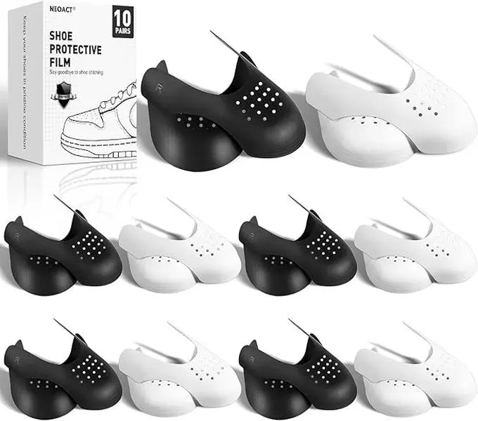 10 Pairs Crease Protectors for Sneakers Shoe Crease Protector No Creases for Air Force Jordan Dunk Low Men's 7-13 Women 5-9 Silicone Toe Box Shields