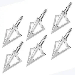6-Pack 100 Grain 420 Stainless Steel Fixed Blade Hunting Broadheads, Precision Targeting Arrow Tips for Crossbow and Compound Bow, Archery Equipment outdoorfun