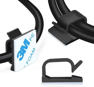 120 PCS Black Adhesive Cable Clips - Organizer Cord Holder for Under Desk, Wall, Outdoor Christmas Lights (Compatible with Car, TV, PC Ethernet Lines)