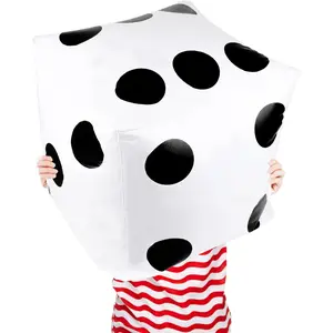 20 Inch Jumbo Inflatable Dice, White and Black Giant Inflatable Dice for Indoor Outdoor Broad Game Ludo and Pool Party Decoration, 1 Pcs