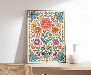 [Sale Up To 50%][No frame, Free Ship] Vintage Mexican Poster, Mexican Prints, Mexican Decor, Traditional Latin Decor, Floral Print, Botanical Wall Art, Tropical Print, Latin Art