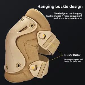 Tactical Knee & Elbow Pads Four-Piece Set for Outdoor Military Fans Kneeling Crawling Training Cycling Protective Gear with Hanging Buckle & Quick Hook