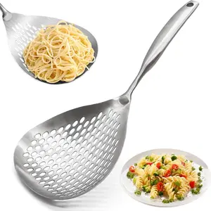 304 Stainless Steel Skimmer Ladle Spoon with Slots, Ideal for Cooking, Frying, And Straining Pasta in The Kitchen