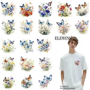 DTF Heat Transfer Vinyl 36 Sheets Wildflower Butterfly Gold Foil Prints Iron on Transfers for T Shirts Hoodies Jeans Backpacks Pillows Machine Washable Unisex