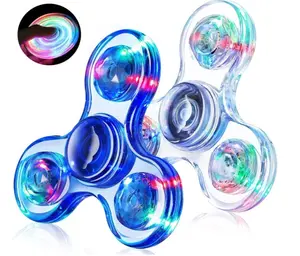 Fidget Spinner 2 Pack, Light up Sensory Fidget Toys Adults Kids 4-8-12 with Autism ADHD, Kids Travel Toys Anxiety Stress Relief Teen Boy Gifts, Classroom Prizes Glow Birthday Party Graduation Gifts