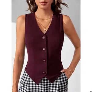 - Breasted Single Women tiktok Tall s Sleeveless - Vest With V Neck