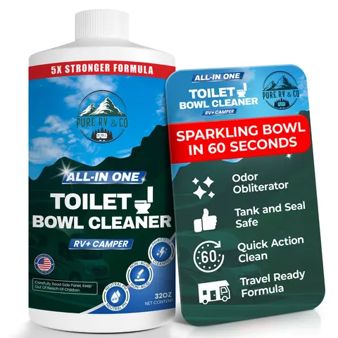 Advanced RV Toilet Bowl Cleaner – Multi-Surface Safe, Septic-Safe Formula, Powerful Stain & Odor Removal, Enhances Tank Enzyme Activity, Protects Seals, Easy-Use, Made in USA 32oz