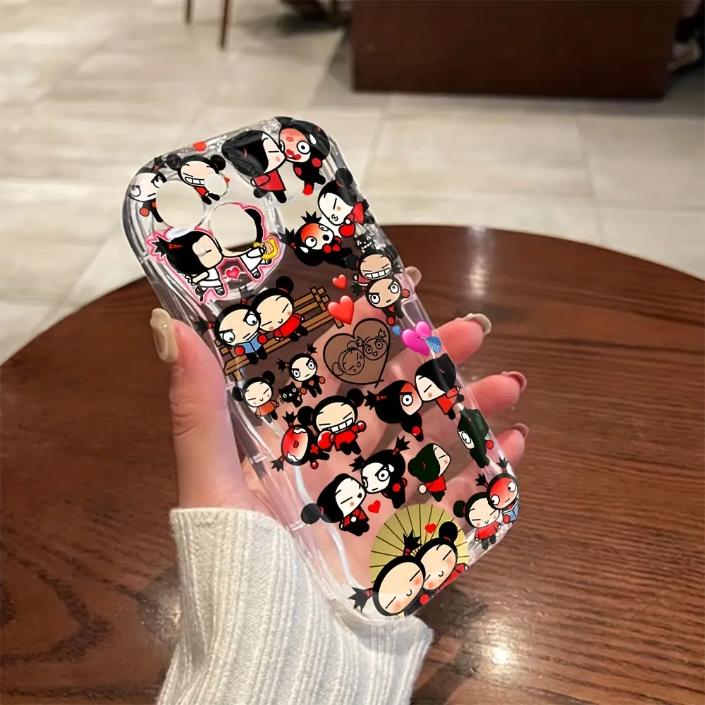 Pucca-Themed Smartphone Casing - Adorable Mobile Phone Accessories for iPhone 17,16E,16,15,14,13,12,11,Mini,Pro,Max,Air,X,XR,XS Max,8,7 Plus - Soft TPU Back Cover Cellphone Case for Device Drop Protection