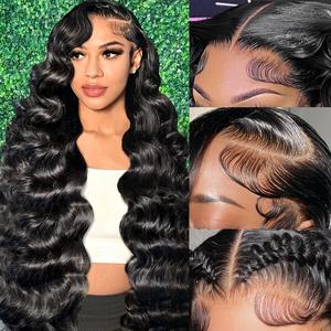 Body Wave 13x6 Lace Front Wigs Human Hair Pre Plucked HD Transparent Lace Frontal Wigs Human Hair 180% Density Glueless Human Wigs with Baby Hair for Women