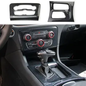 Automotive Central Control Air Conditioning Panel Cover, Gear Panel Decorative Trim Combination Kit for Dodge Charger 2015-2021