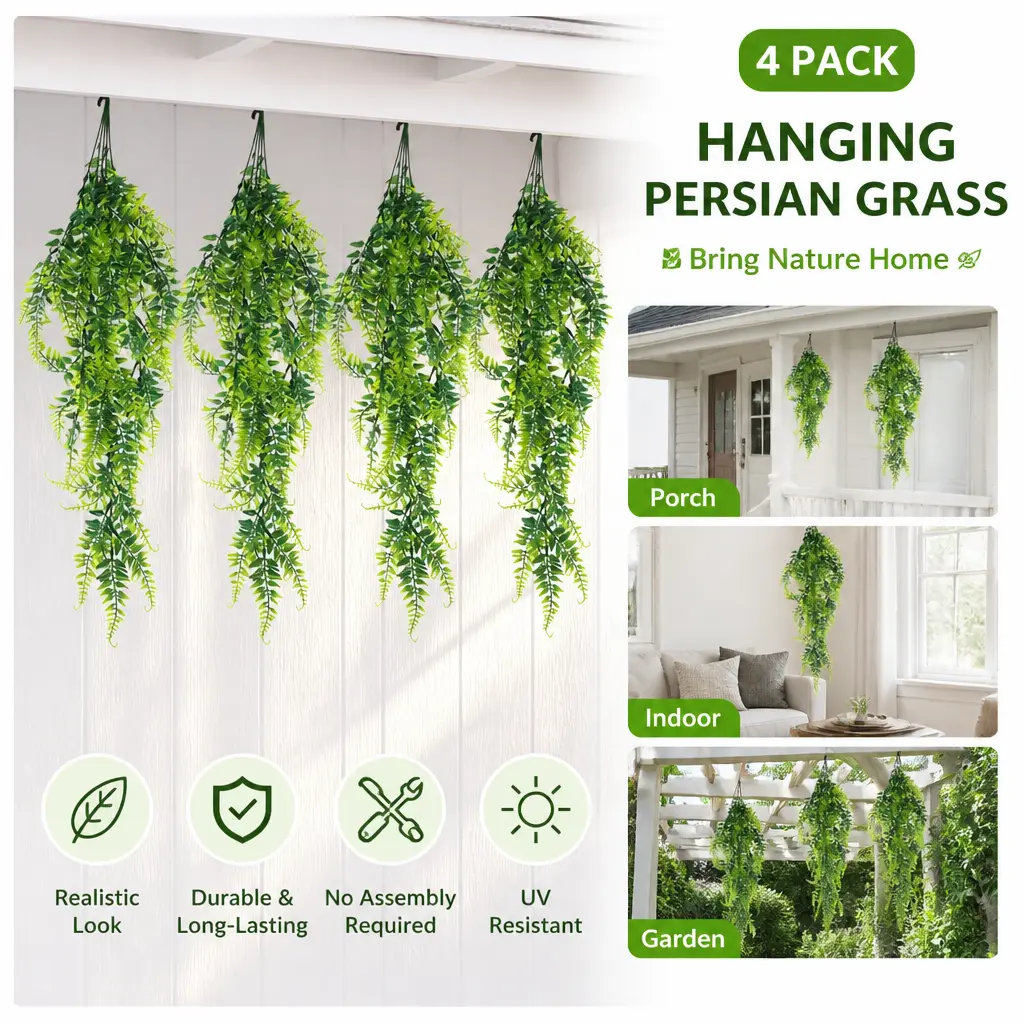 Hanging Fake Ivy Plants 2 Pack – Artificial Greenery Vine for Living Room, Kitchen, Balcony, Garden, Bedroom, UV Resistant Faux Foliage – Summer Sale, Mid Year Sale, Deals for You, Restock