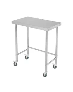 Garvee stainless steel work table, 45.7 x 81.3 cm, with casters, stainless steel, for kitchen, food preparation, commercial use, work table, silver-colored