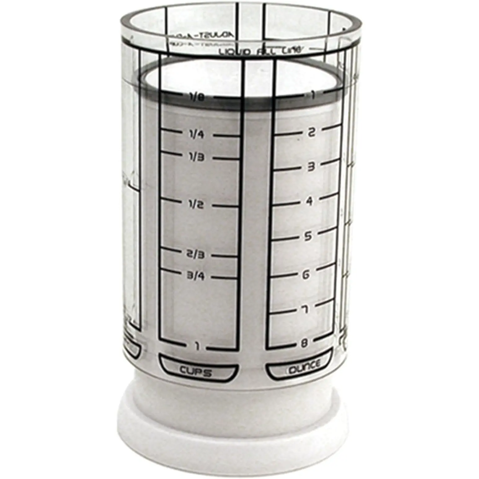1 Adjustable Measuring Cup, Plastic, White 1 Adjustable Measuring Cup, Plastic, White