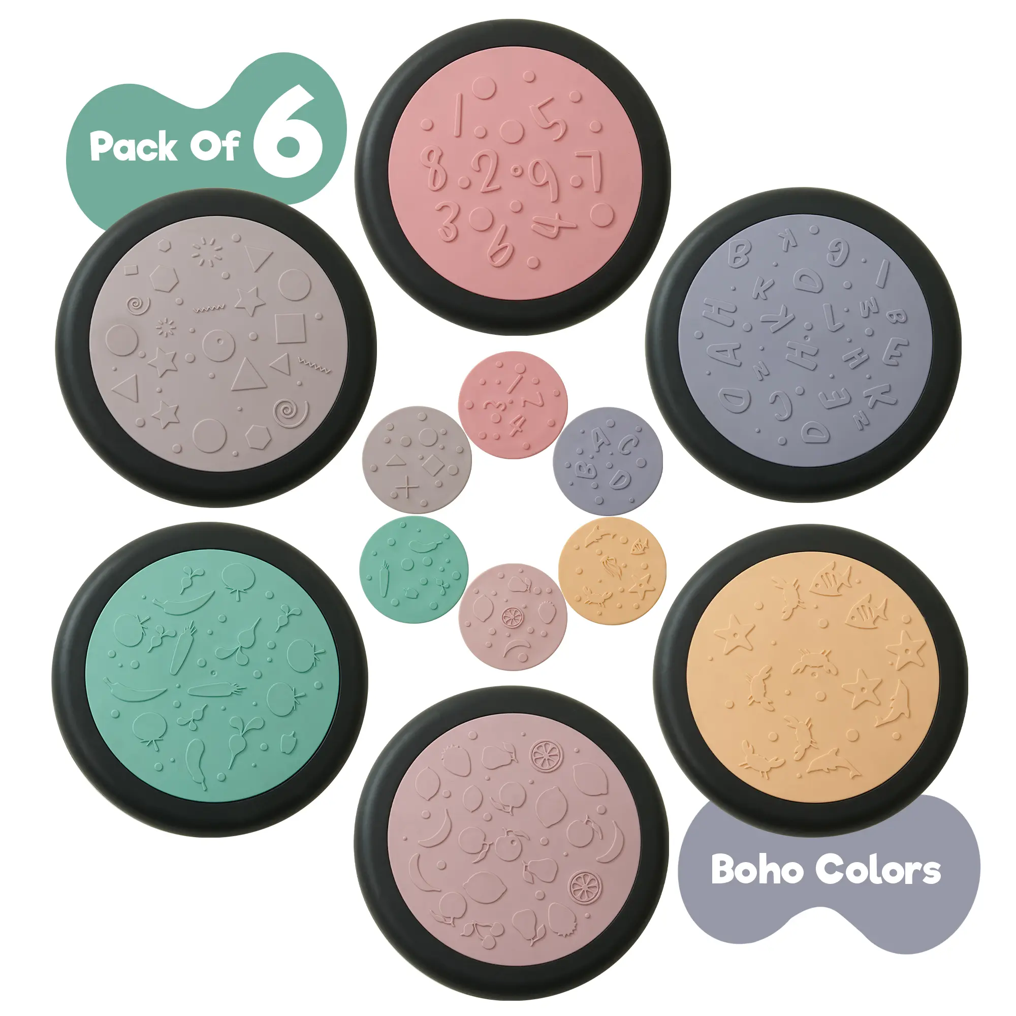 Pack of 6 Sensory Stepping Stones for Kids | Autism-Friendly Balance Stones | Non-Slip Indoor & Outdoor Activity Toy for Kids | Textured Educational Play Set | Age 3+