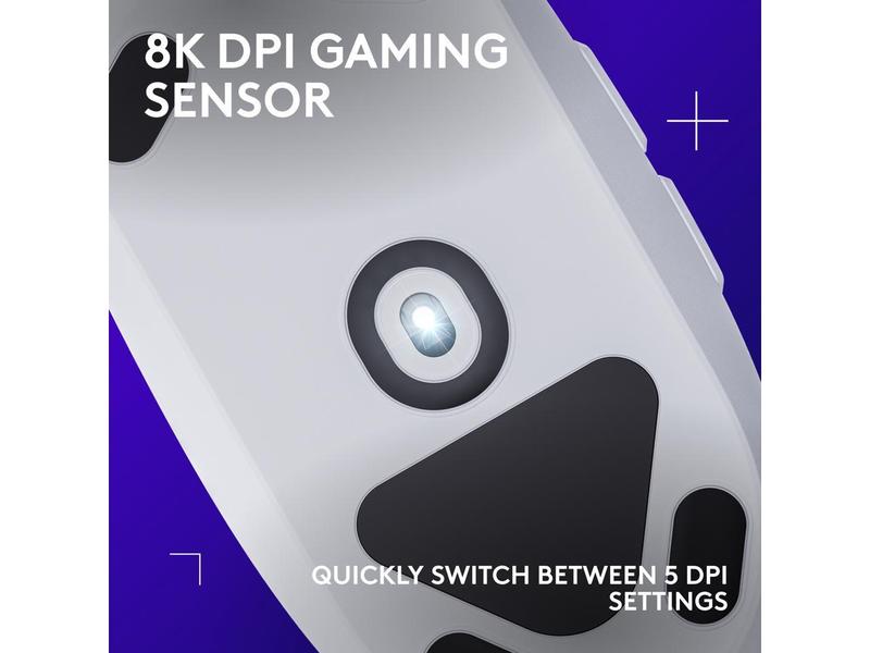 Logitech G203 Wired Gaming Mouse, 8,000 DPI, Rainbow Optical Effect LIGHTSYNC RGB, 6 Programmable Buttons, On-Board Memory, Screen Mapping, PC/Mac Computer and Laptop Compatible - White