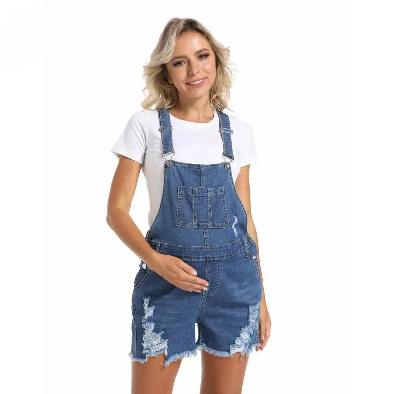 Maternity Denim Overalls Shorts