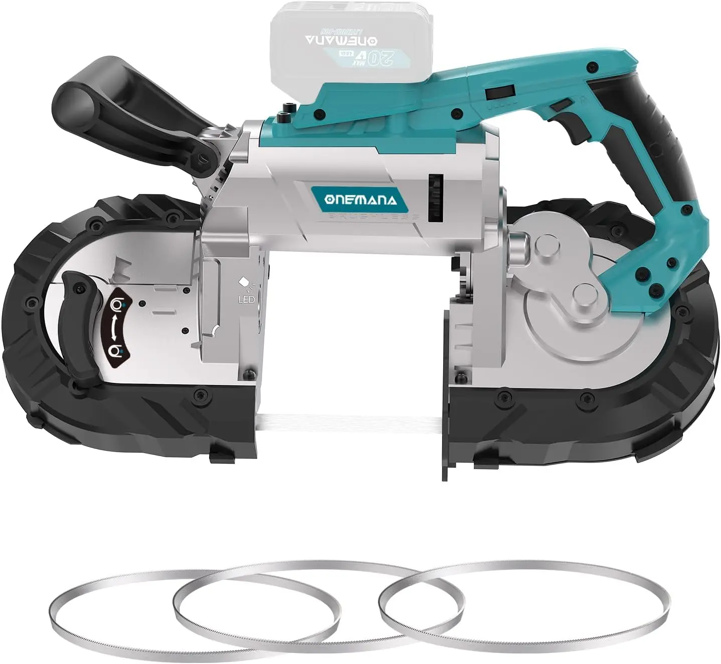 5 inch Cordless BandSaw, 20V Cutting Capacity Brushless Metal Band Saw,Not Hot Sparks, Portable BandSaw for Deep Cut with 6 Speeds Adjustable (Tool Only)
