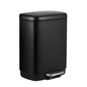 12 Liter 3 Point Two Gallon Stainless Steel Trash Can With Soft Close Lid Fingerprint Resistant Finish Child Proof Step On Pedal For Kitchen And Home Use Black Bin