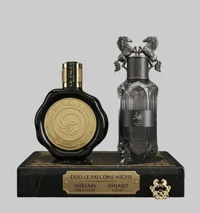 Le Falcone Niche Duo Fragrance Set - Amjaad Glory, Mirsaal Valentine, 100mL Each Eau de Parfum for Apples-Infused Scent Enthusiasts