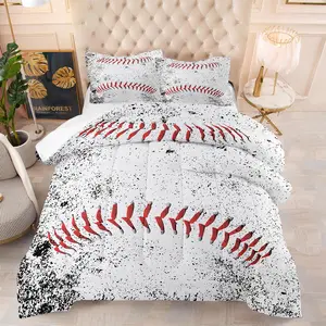 Baseball Pattern Bedding Set, 1 Count Comforter & 1/2 Counts Pillowcase without Filler, Soft Comfortable Bedding Set for Home Bedroom, Soft Breathable Bedding