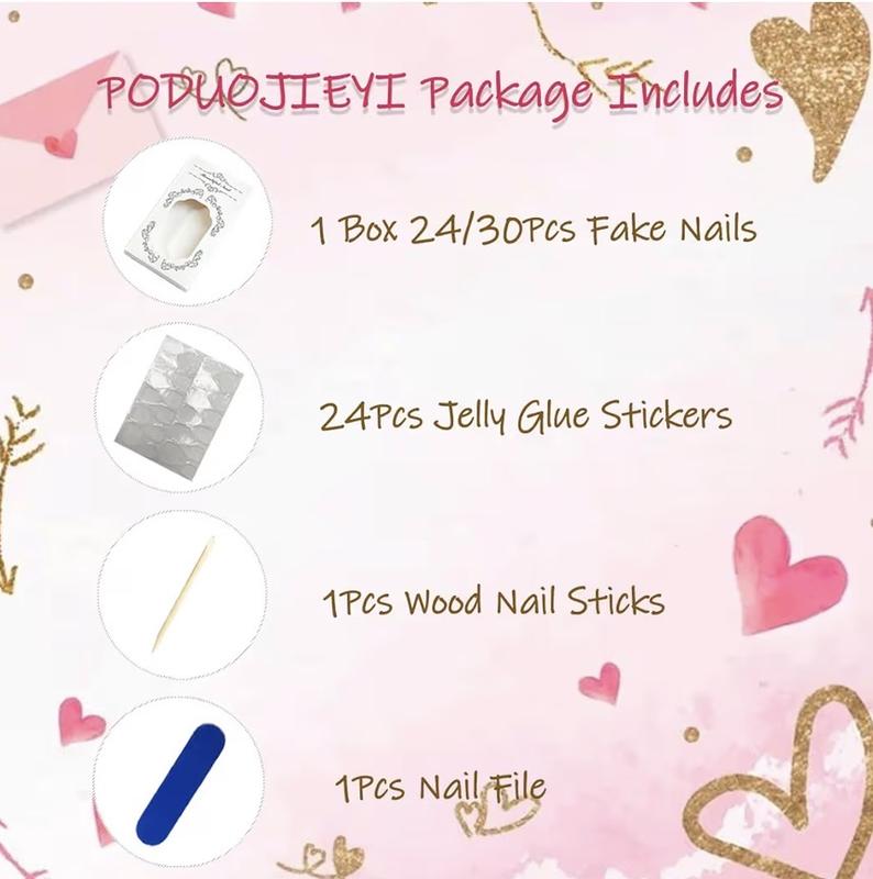 Valentines Press on Nails Medium Almond Fake Nails