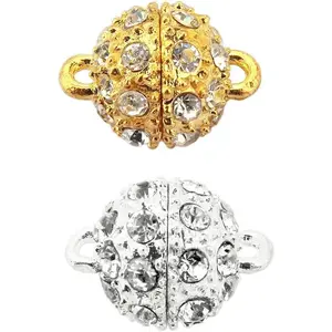 (TM)  Style Bling Rhinestone Pave Ball  Beads Clasp for Bracelet Necklace , 10 mm / Plated 10 Sets