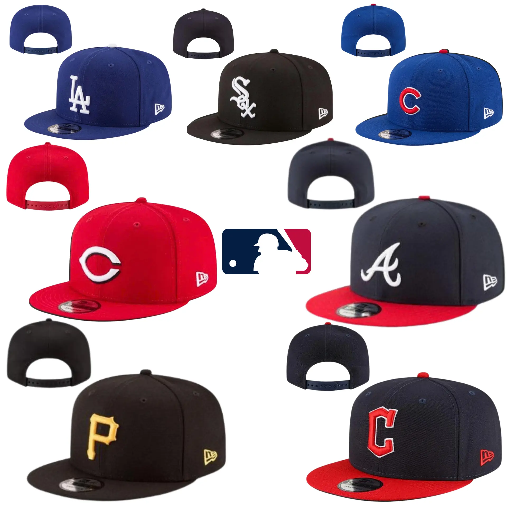 New Era MLB Classic Baseball Snapback – LA Dodgers, NY Yankees, White Sox, Cardinals, Nationals, Pirates, Braves, Guardians, Adjustable Flat Brim Hat, Premium Embroidered Graphics, Hip Hop Street Style, USA 2026 Edition
