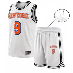 Men's Basketball Jersey Set, Breathable Round Neck Sportswear, Sleeveless Training Uniform with 'NEW YORK' Graphic & Number 9, Stylish Team Outfit, Athletic Apparel for Basketball, Gym, Running, Outdoor Training