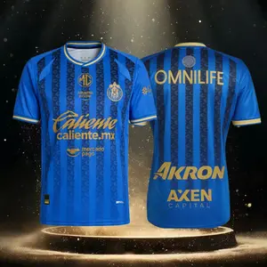 25 26 Chivas de Guadalajara Mexico LIGAMX Third Away Blue Short Sleeve Soccer Jersey Fans Version Breathable
