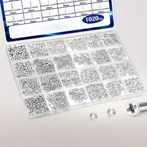 1020pcs metric micro screws nuts assortment. Sizes M1 M1.2 M1.4 M1.6 M2 M2.5. Includes hex nuts and small flat countersunk head machine screws. Works for Arduino RC models electronics and DIY.