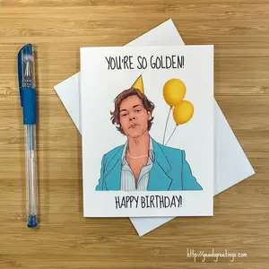 Cute 'You're so Golden" Birthday Card, Pop Music, Teenager Birthday Gift Idea for Her, Music Themed Birthday Card, Girlfriend Birthday