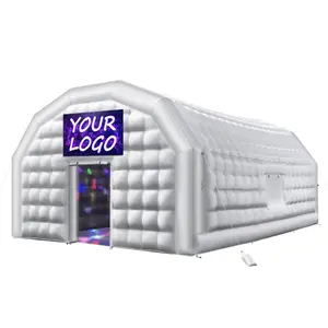 fathersdaygift VEVOR Inflatable Nightclub, 26.2x 19.7x 13.1 ft Inflatable Party Tent with 1100W Blower Sandbag, Blow up Night Club with 2 Windows, Air Cube House for Event Birthday Wedding Party, White