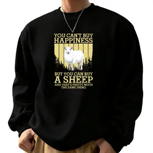 Unisex Long Sleeve Sweatshirt with Charming Sheep Print – 100% Cotton Comfort