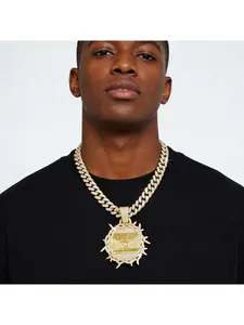 Men's Full Diamond Chain Hip-Hop Style Personalized Round "The Last Supper" Pendant Necklace