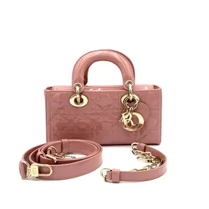 Pre-owned Dior Patent Leather Shoulder Bag Lady D Joy Bag Cannage Quilt Patent Small #3206