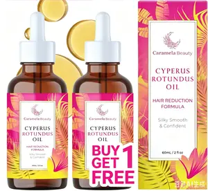 [Buy 1 Get 1 Free] Caramela Beauty Cyperus Rotundus Oil for Natural Permanent Hair Reduction 60ml,Mild and Non-irritating Body Care Wax,Moisturizing & Soothing for Skin Care Depilatory,Unisex Hair Removal Creamoil