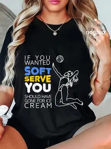 100% Cotton Unisex Cool Volleyball Player Gift - Wanted Soft Serve T-Shirt Casual Top