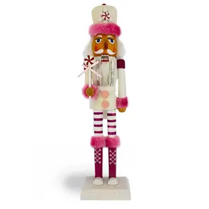 Candy Cane Nutcracker Slim Pink Red Jacket Fur Hat 14 inch