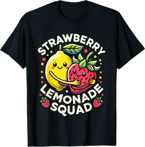 Strawberry Lemonade Squad Cute Kawaii Design T-Shirt - Victoriaj Shop 43B0D8JZ7MSC