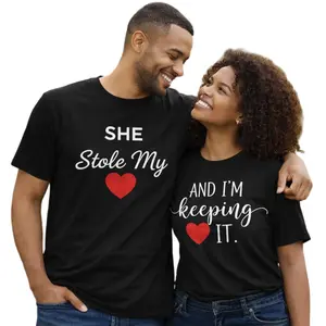[Graphic T-Shirt] 100% Cotton Couple Matching T-Shirt - Couple Shirts, Couple Outfit, She Stole My Heart Matching Tees for Couples, Romantic Couple Shirts ,Anniversary/Boyfriend/Girlfriend/Husband/Wife Gift