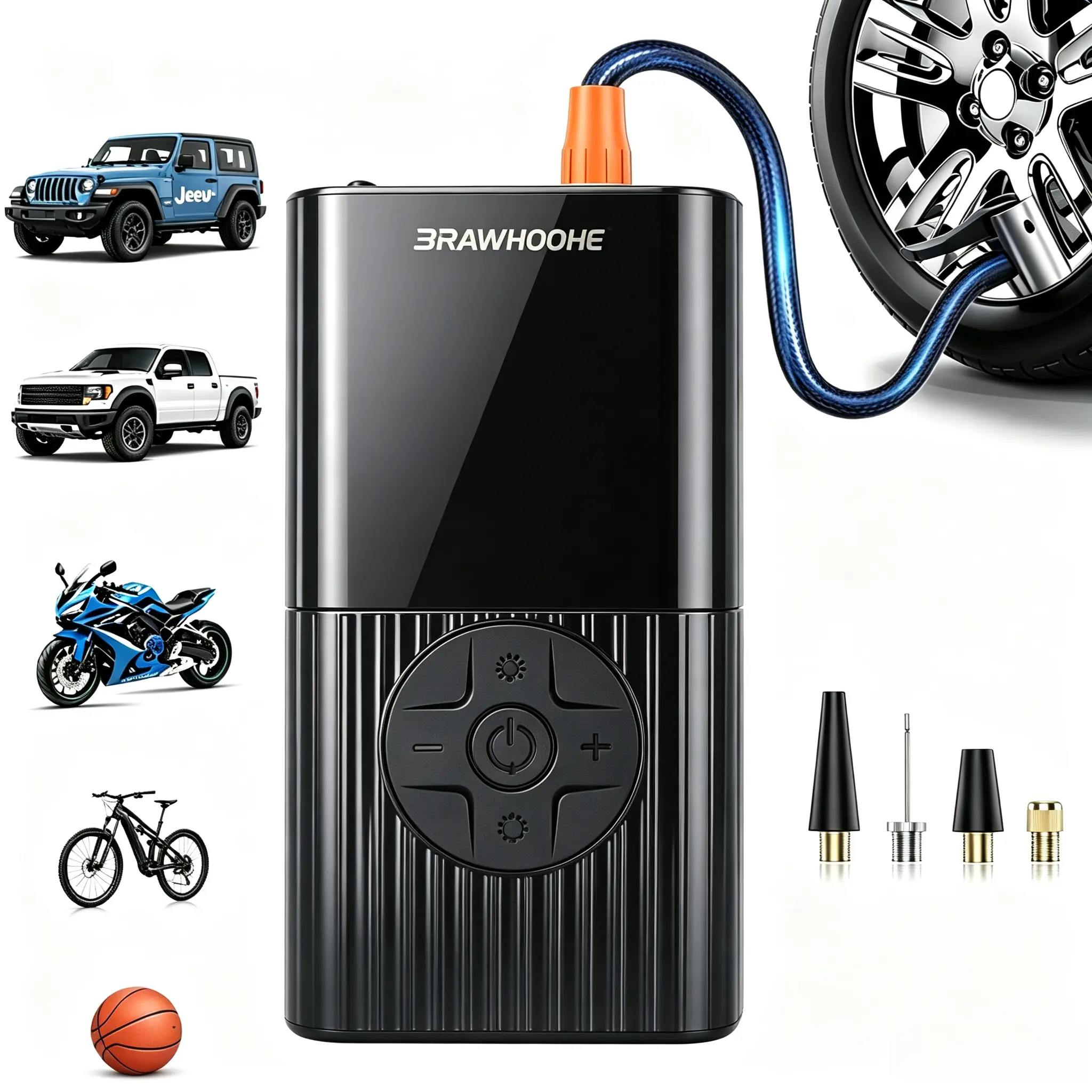 Tire Inflator Portable Air Compressor, 150PSI Air Pump for Car Tires with LED Light, Cordless Tire Pump with Digital Pressure Gauge, Tire Inflator for Car, Bike, Motorcycle, Ball