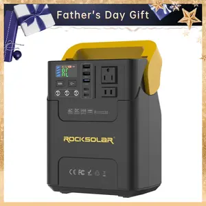 Father's Day Gift ROCKSOLAR Adventurer RS328 133Wh 100W portable power station with LED flashlight