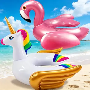 2 Pack Kids Pool Floats, Unicorn & Flamingo Inflatable Swim Tubes, Split Swimming Ring Ride On Water Toys for 3-8 Years Boys Girls, Summer Beach Pool Party Essentials