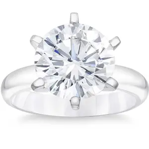 Certified 4Ct Round Diamond Solitaire Engagement Ring 14k Gold Lab Grown
