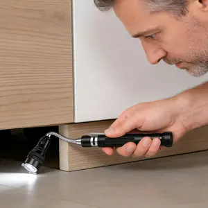 ISUNMEA Magnetic Pickup Tool with LED Flashlight, Extendable Telescoping Magnet Flashlight, Cool Gadget Birthday Gifts Valentines Day Gifts for Men Dad Husband Mechanic Handyman