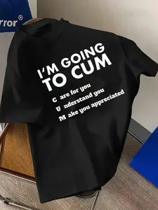 1 Pc Men's Humorous Graphic Tee, "I'M GOING TO CUM" Positive Acronym Print, Casual Oversized Short Sleeve T-Shirt, Funny Streetwear For Daily Wear & Summer